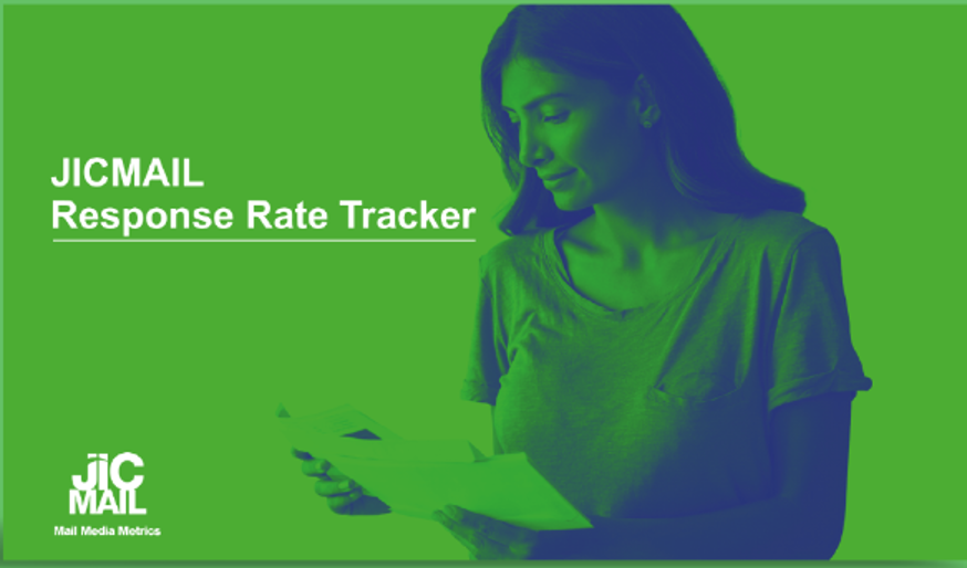 JICMAIL Response rate tracker and logo on a green background